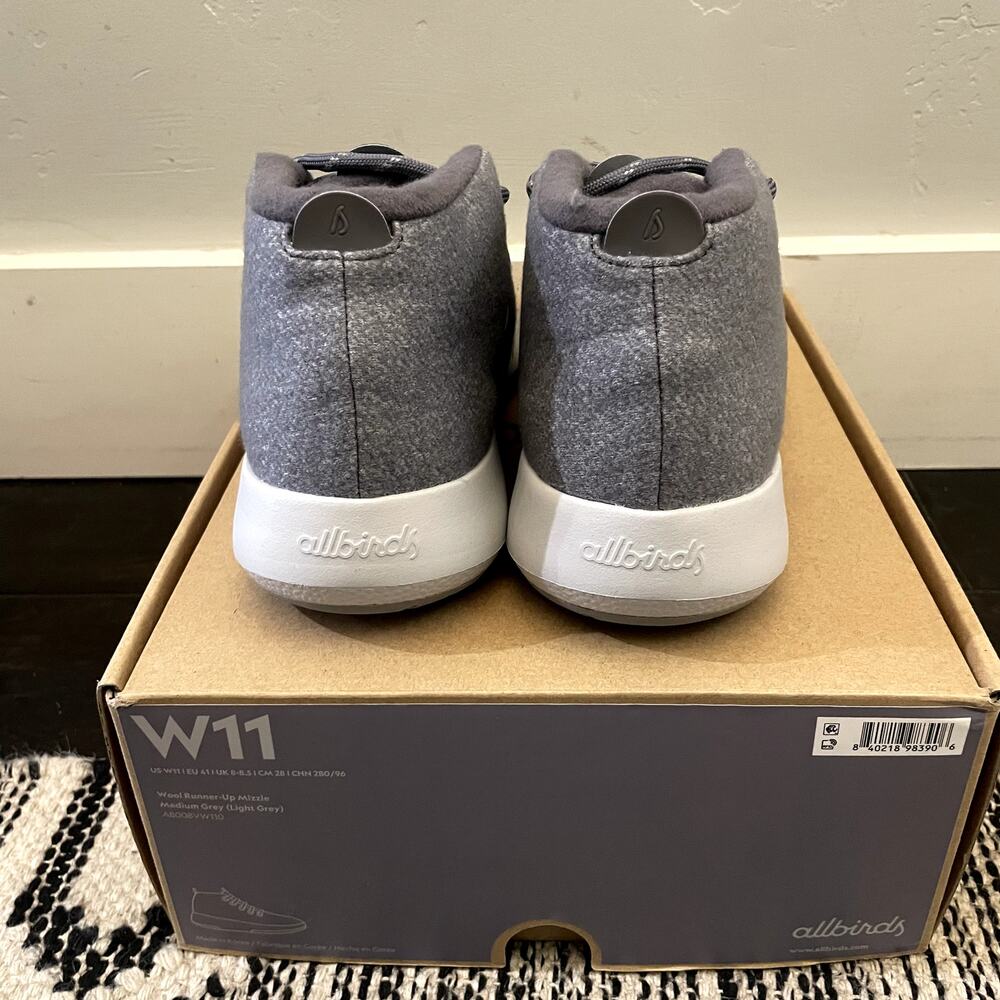 Allbirds Wool Runner-Up Mizzle Medium Gray Sneakers Shoes Women's 11 - Picture 4 of 4